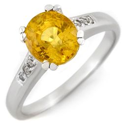 Genuine 2.50 ctw Yellow Sapphire & Diamond Ring 10kt Gold-White