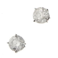 Genuine Diamond Stud Earring 3.00 ctw & Diamond Earring 14KTGold