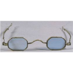 Pre-Civil War Solid Brass Tinted Eyeglasses