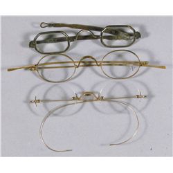 Lot of Three Early Wire Rimmed Spectacles