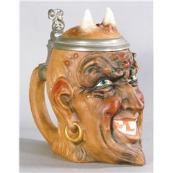 Devil Motif Porcelain Beer Stein