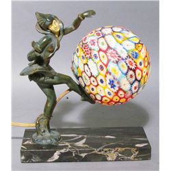 Art Deco Pixie Lamp with Milifori Globe