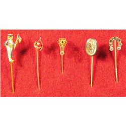 Lot of Five Miscellaneous Stick Pins