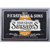 Image 1 : High Grade Sausages Tin Over Cardboard Sign