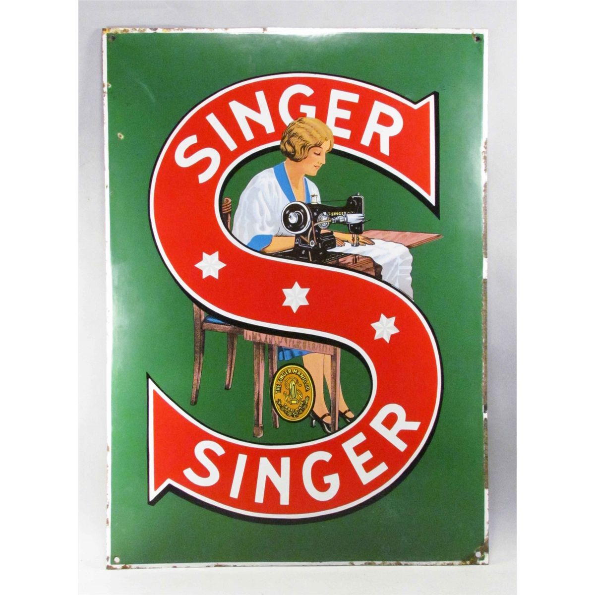 Singer Sewing Sign Singer Sewing Convex Porcelain Sign