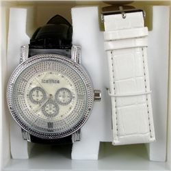 New Ice Time Mens Diamond Bezel Chrono Style Watch (WAT-340)