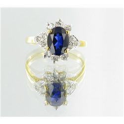 11twc Lab Dia/Sapphire 22k Gold Vermeil Ring (JEW-2387)