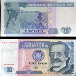 1987 Peru 10 Intis Crisp Uncirculated Note (CUR-05607)