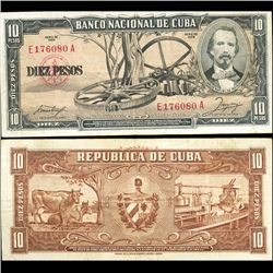 1958 Cuba 10 Peso Note Crisp Circulated (CUR-06372A)