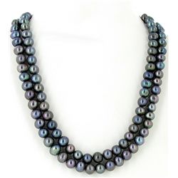 Black Saltwater Baroque Pearl 2 Strand Necklace (JEW-2590)