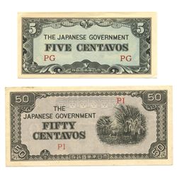 1942 WW2 Japanese Occupation 5 & 50 cent  (COI-1039)