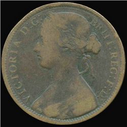 1872 British Victoria Penny VF/F (COI-7205)