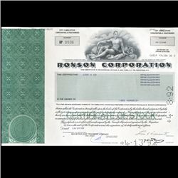 1990s Ronson Stock Certificate Scarce (CUR-06412)