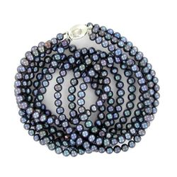 Black Saltwater Pearl Three Strand Necklace (JEW-250M)