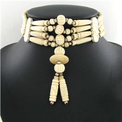 Handcraft Amer Indian Bone Choker Necklace (JEW-3166)