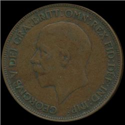 1932 British George V Penny XF (COI-7159)