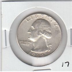 1964-S SILVER QUARTER 90%