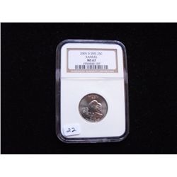 2005 d KANSAS NGC MS 67 QUARTER STATEHOOD