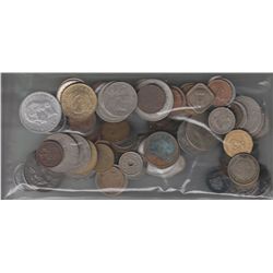 1 POUND OF FOREIGN COINS