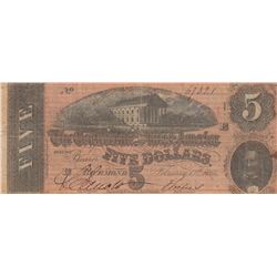 $5 CSA CONFEDERATE CURRENCY 1864