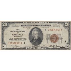 $20 FRBN 1929 BROWN SEAL CURRENCY