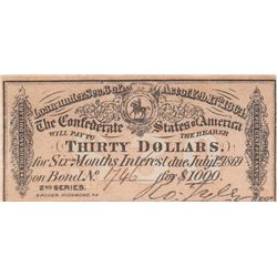 $30 CSA 1869 CONFEDERATE