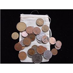 CANVAS BAG OF WORLD COINS