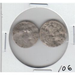 2 SILVER 3 CENT PIECES
