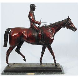 Race Horse & Jockey Bronze by Isodore Bonheur