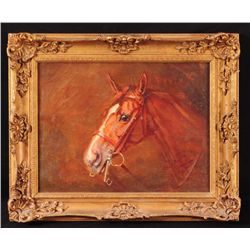 "Star Ruby" Race Horse Portrait Oil Painting