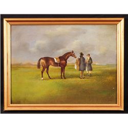 Early Horse Racing Scene Oil Painting