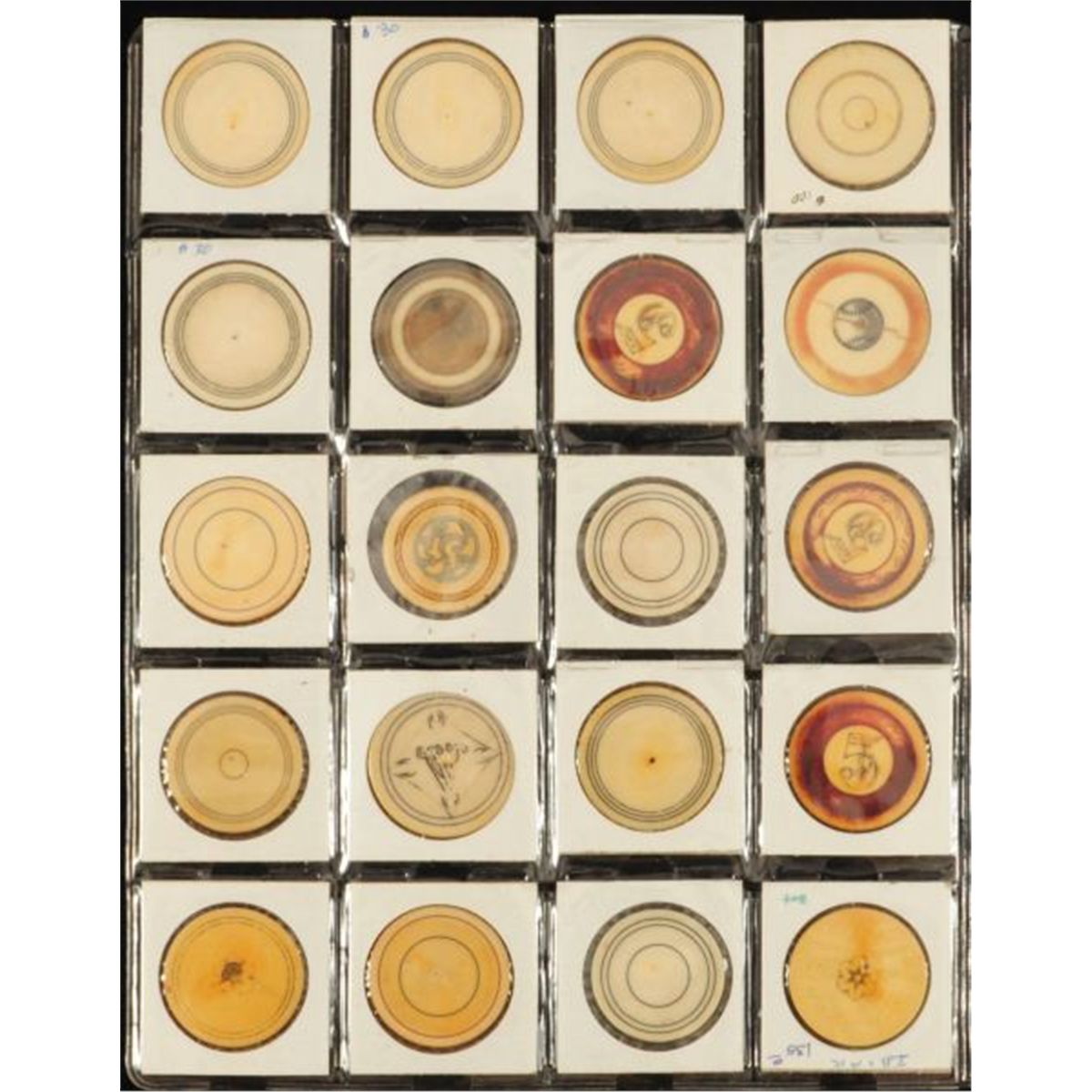 20 Antique Ivory Poker Chips