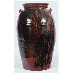 John Leopard Texas Stoneware Jar Red & Ash Glaze