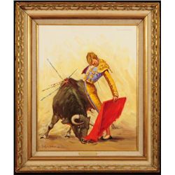 Porfirio Salinas Bullfighter Oil On Canvas