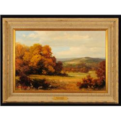 Robert Wood Texas Fall Scene Oil Painting