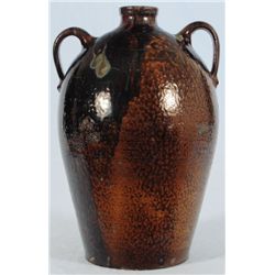 J. S. Nash Ovoid Two Handled Jar Texas Stoneware