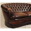 Image 10 : Button Back Leather Sofa & Matching Club Chairs