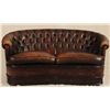 Image 8 : Button Back Leather Sofa & Matching Club Chairs