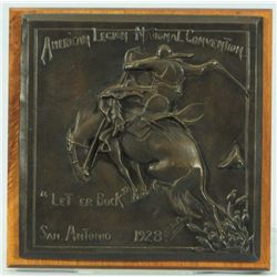 1928 Let'er Buck San Antonio Bronze Plaque