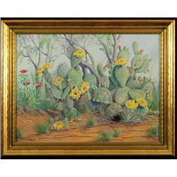 Exa Wall Cactus Scene Oil Painting
