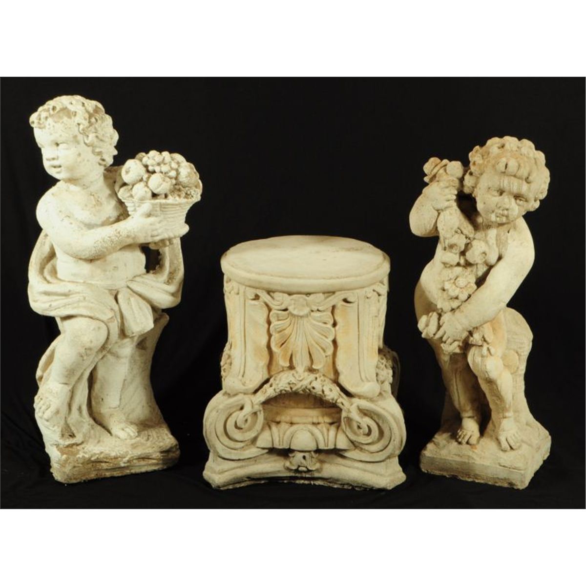 Three Early Concrete Garden Statues San Antonio Tx