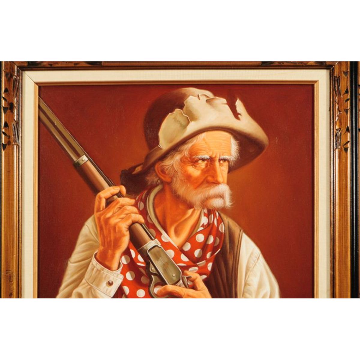 Cowboy & Winchester Oil Painting