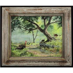 P.B. Kime Spring Gobblers Oil On Board