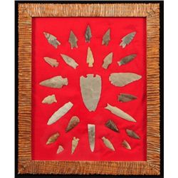 Framed Collection of 26 Arrowheads
