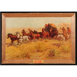 Attack on the Overland Stage Budweiser Beer Sign