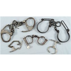 Collection of Antique Hand Cuffs & Shackles