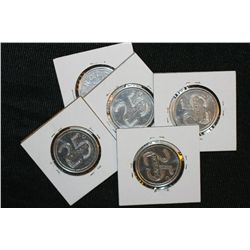 Lot of 5, NCOOM Fort Hood Texas 25 Cent Tokens