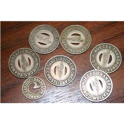 Lot of 7, Six Corpus Christi Tokens and One Galveston Token