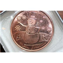One Oz Copper Christmas Coin, Frosty the Snowman
