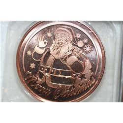 One Oz Copper Christmas Coin, Santa Claus